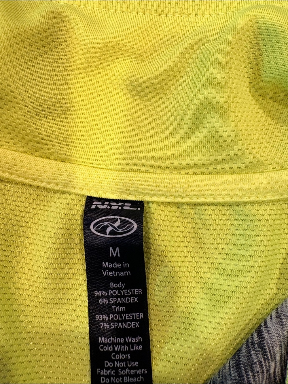 Active wear,  Gray Quarter-Zip Pullover with Neon Yellow Accents, size M - Picture 3 of 6